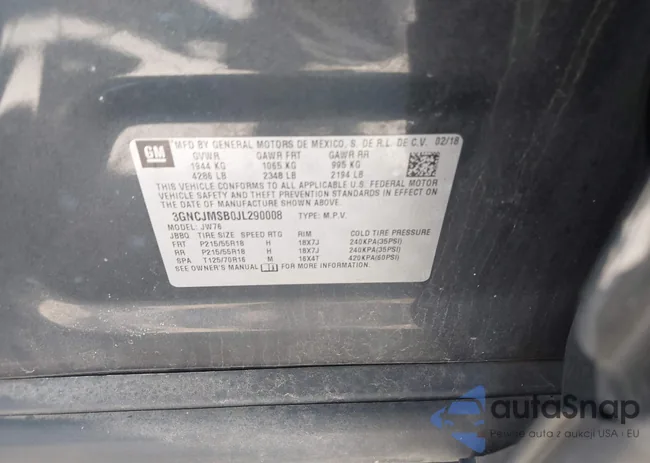 3GNCJMSB0JL290008: 43003407