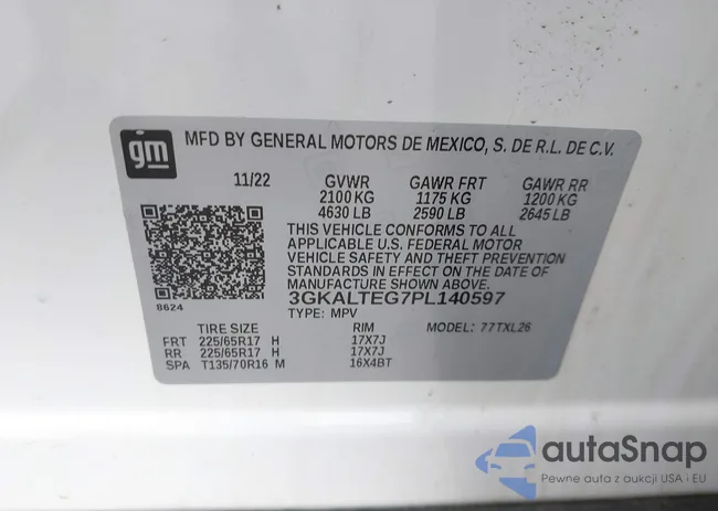 3GKALTEG7PL140597: 43003417