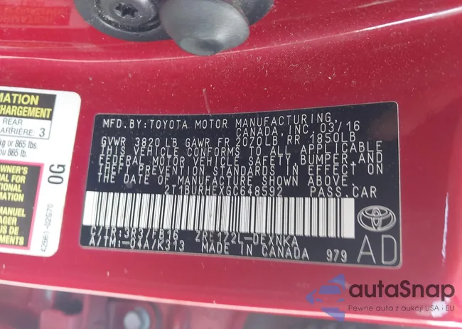 2T1BURHEXGC648592: 43003484