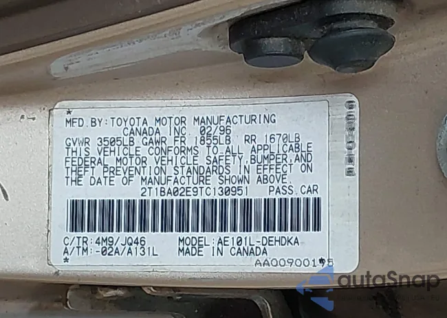 2T1BA02E9TC130951: 43003494