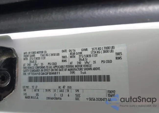 1FTEW1EG6GFB96811: 43003502