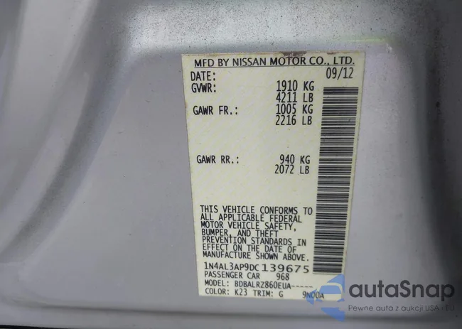 1N4AL3AP9DC139675: 43003551