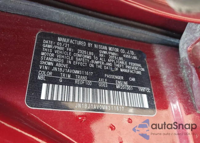 JN1BJ1AV0MW311617: 43003583