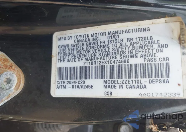 2T1BR12EX1C474686: 43003585