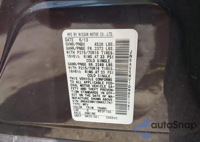 JN8AS5MV1DW651761: 43003634