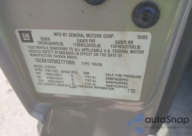 1GCEK19T96Z171059: 43003693