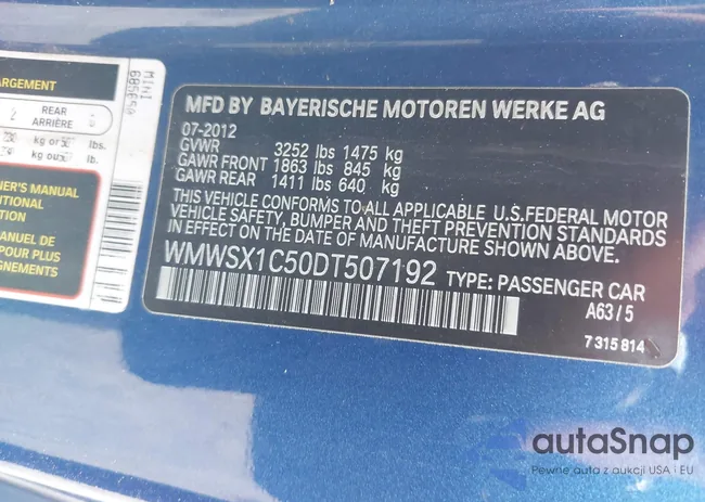 WMWSX1C50DT507192: 43003699