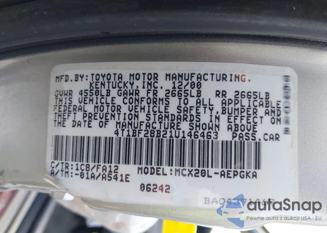 4T1BF28B21U146463: 43003703