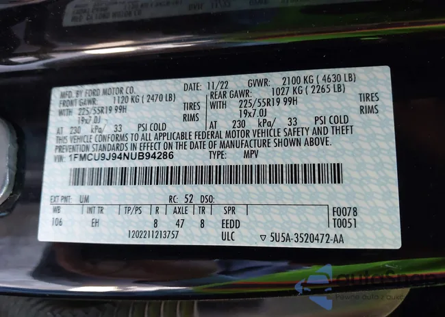 1FMCU9J94NUB94286: 43003706