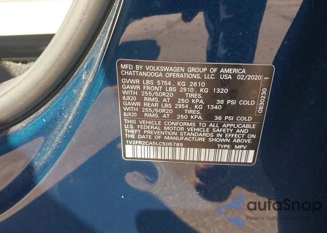 1V2FR2CA5LC505789: 43003710