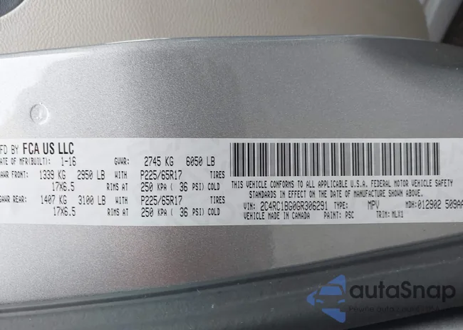 2C4RC1BG0GR306291: 43003737