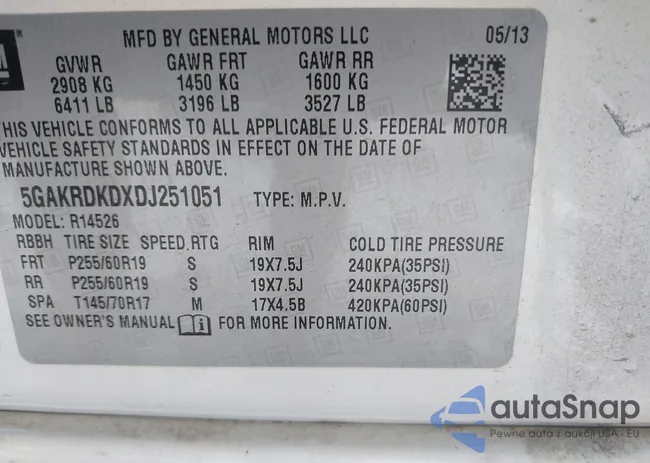 5GAKRDKDXDJ251051: 43003801