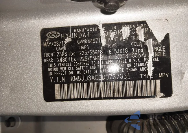 KM8JU3AC6DU737331: 43003809