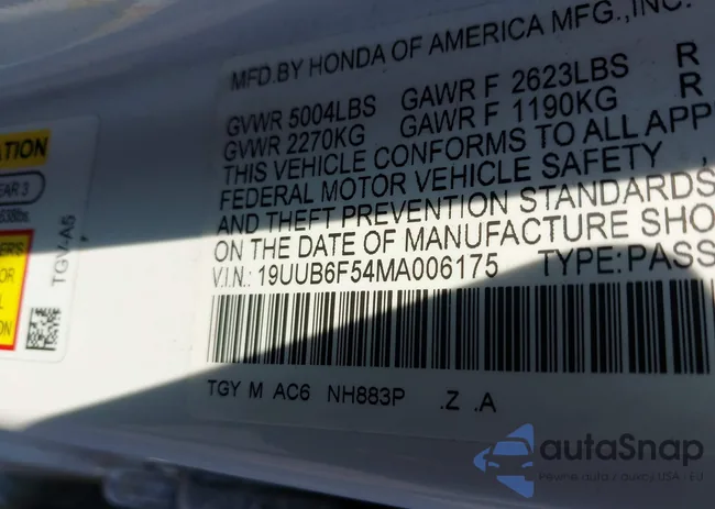 19UUB6F54MA006175: 43003829