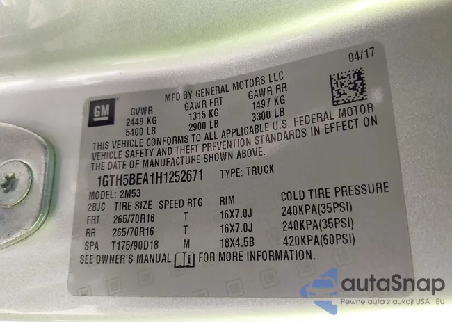 1GTH5BEA1H1252671: 43003837