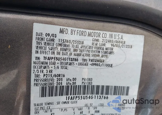 1FAFP55U54G113766: 43003839