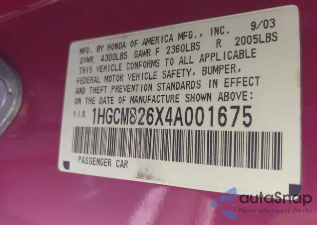 1HGCM826X4A001675: 43003029