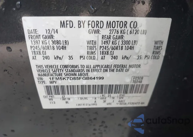 1FM5K7D85FGB64199: 43003218