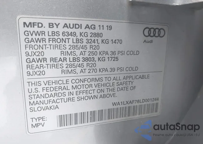 WA1LXAF76LD001244: 43004291