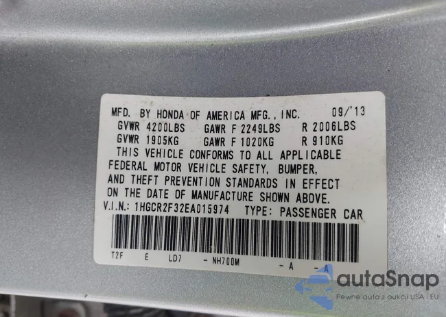 1HGCR2F32EA015974: 43004333