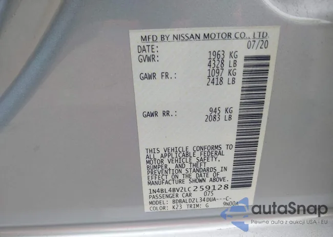 1N4BL4BV2LC259128: 43004532