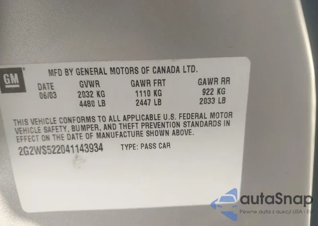 2G2WS522041143934: 43004541