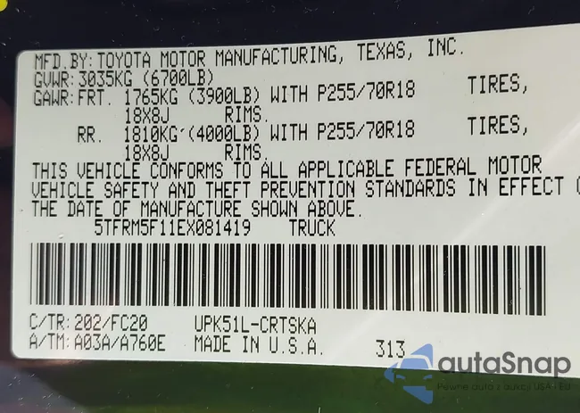 5TFRM5F11EX081419: 43004571