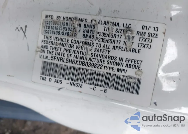 5FNRL5H6XDB039822: 43004749