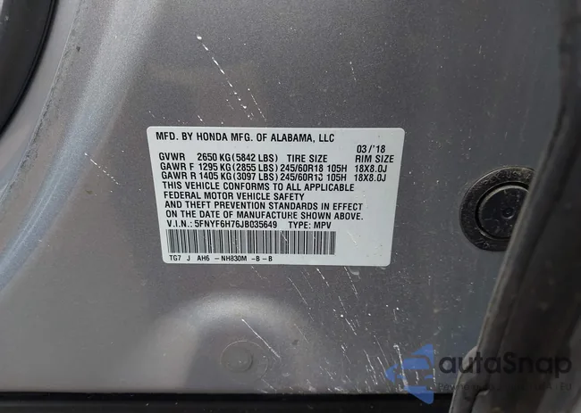 5FNYF6H76JB035649: 43004811