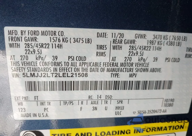 5LMJJ2LT2LEL21508: 43004824