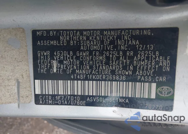 4T4BF1FK0ER369836: 43003937