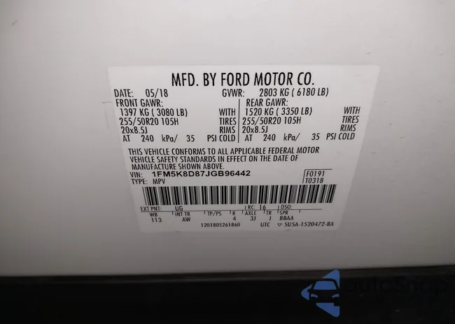 1FM5K8D87JGB96442: 43004204