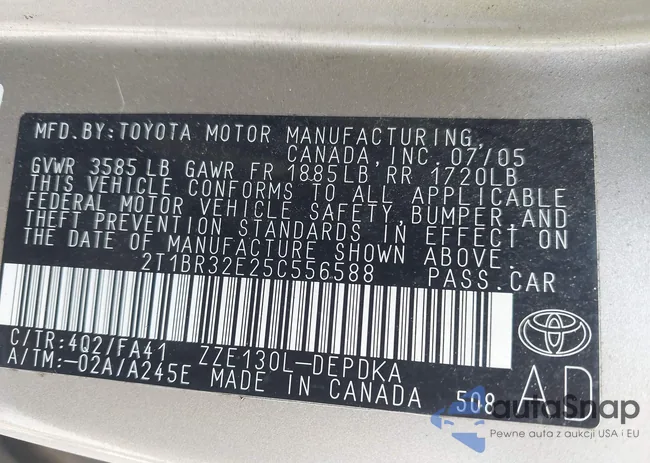 2T1BR32E25C556588: 43004238