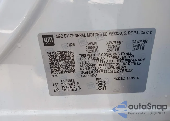 3GNAXHEG1SL278942: 43005293