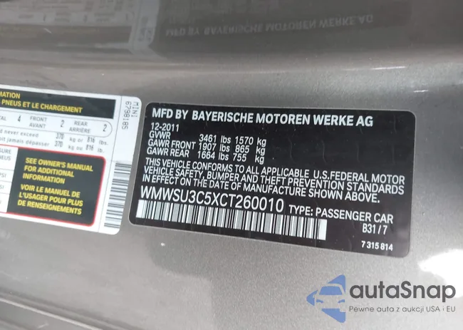 WMWSU3C5XCT260010: 43005313