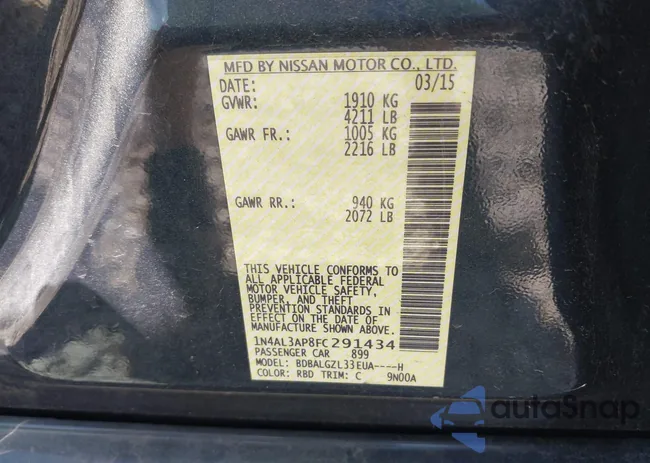 1N4AL3AP8FC291434: 43005430