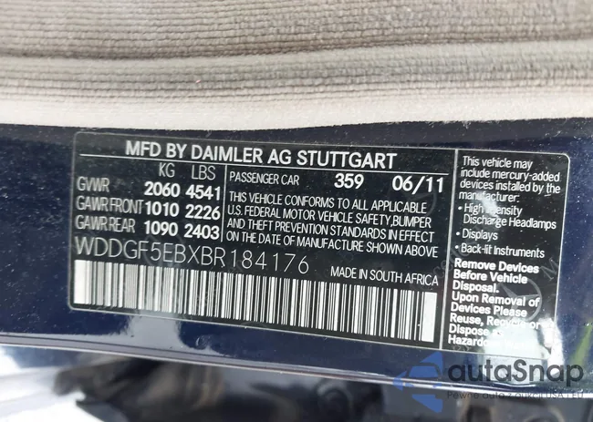 WDDGF5EBXBR184176: 43005490