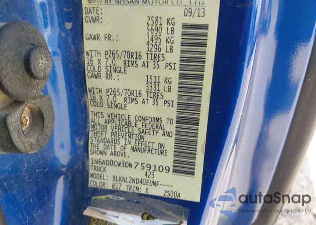 1N6AD0CW3DN759109: 43005511