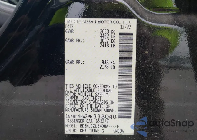 1N4BL4EW2PN338040: 43005518