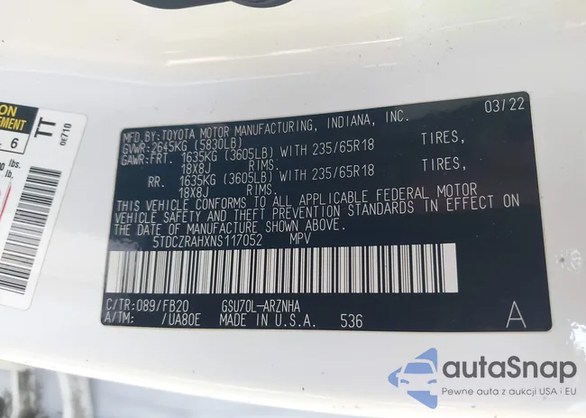 5TDCZRAHXNS117052: 43005546