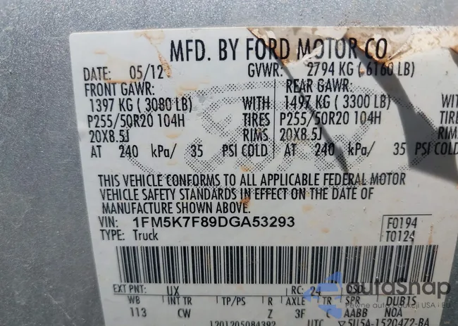 1FM5K7F89DGA53293: 43005591