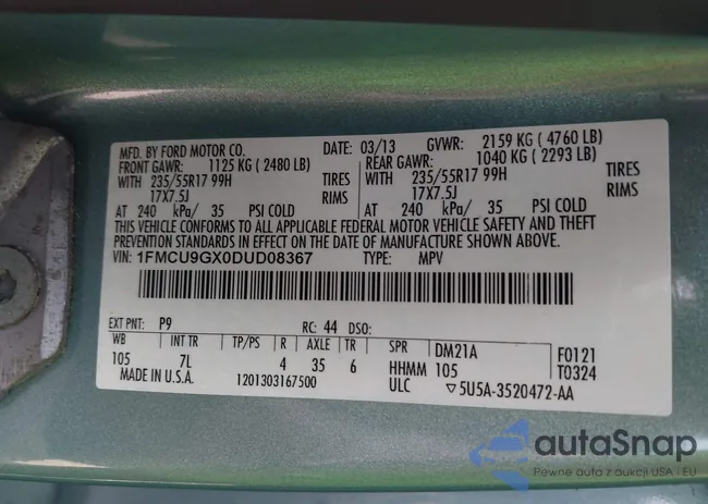 1FMCU9GX0DUD08367: 43005610