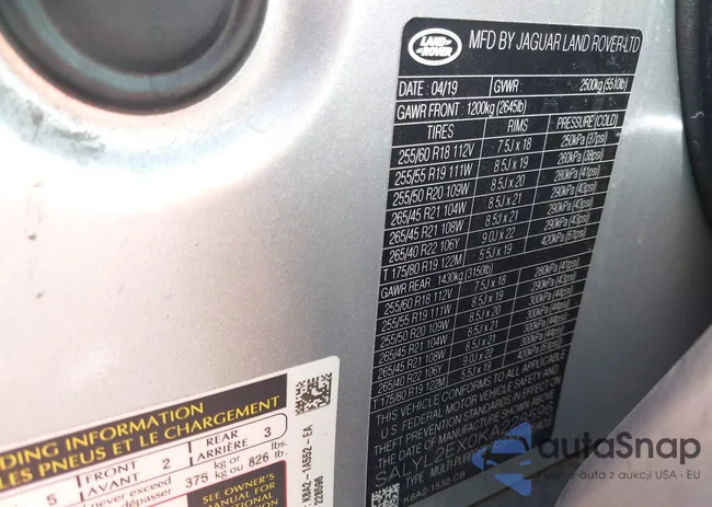 SALYL2EX0KA228596: 43005682