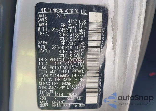 JN8AF5MV1ET362760: 43005706