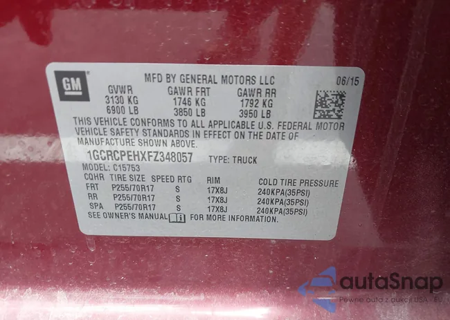 1GCRCPEHXFZ348057: 43005788