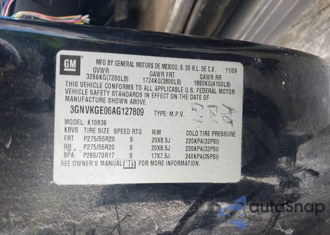 3GNVKGE06AG127809: 43004904