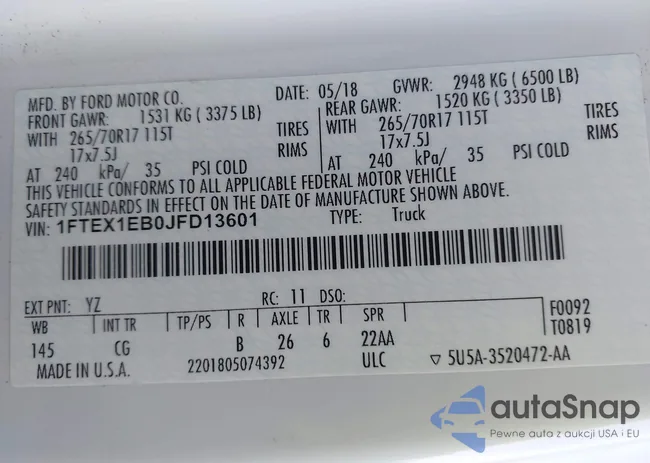 1FTEX1EB0JFD13601: 43004945