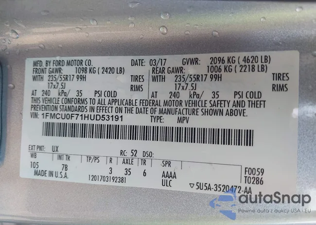 1FMCU0F71HUD53191: 43004948