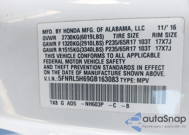 5FNRL5H69GB163083: 43004996