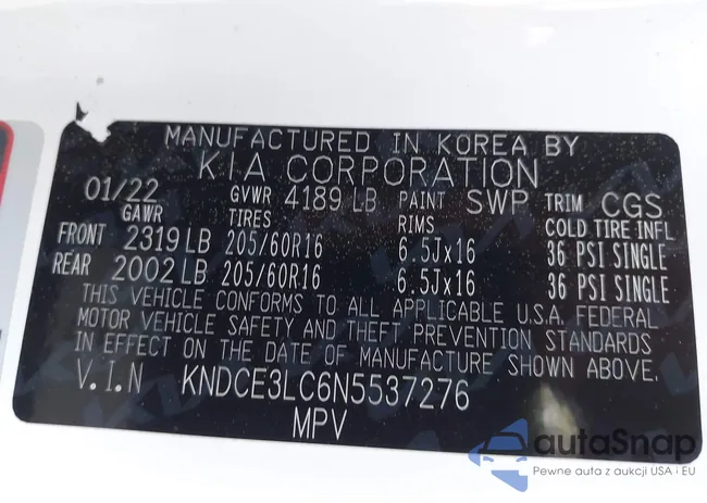 KNDCE3LC6N5537276: 43005080